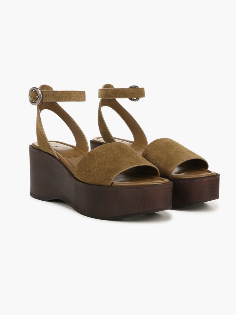 Vince Phillipha Olive Chocolate Platform Leather Women’s Sandal Size 9.5 Nib